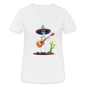Mexican Mariachi Skeleton Guitarist Fiesta - Women's Breathable T-Shirt - white - Front - AI Model Female 172 dark (172cm)