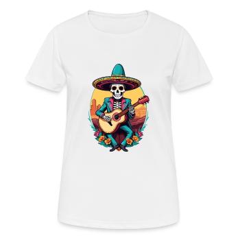 Mexican Mariachi Skeleton Guitarist Fiesta - Women's Breathable T-Shirt - white - Front - AI Model Female 172 dark (172cm)