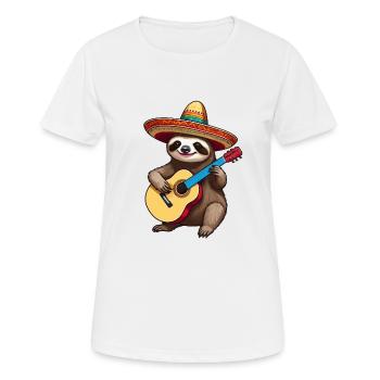 Sloth Mexican Mariachi Guitar Magic - Women's Breathable T-Shirt - white - Front - AI Model Female 172 dark (172cm)