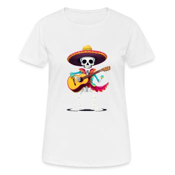 Mexican Mariachi Skeleton Guitarist Fiesta - Women's Breathable T-Shirt - white - Front - AI Model Female 172 dark (172cm)