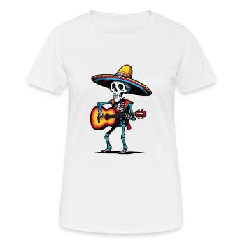 Mexican mariachi skeleton guitarist - Women's Breathable T-Shirt - white - Front - AI Model Female 172 dark (172cm)