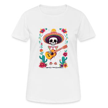 Mexican Mariachi Skeleton Guitarist Fiesta - Women's Breathable T-Shirt - white - Front - AI Model Female 172 dark (172cm)