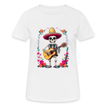 Mexican mariachi skeleton guitarist - Women's Breathable T-Shirt - white - Front - AI Model Female 172 dark (172cm)