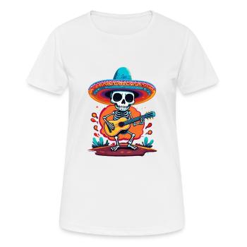 Mexican mariachi skeleton guitarist - Women's Breathable T-Shirt - white - Front - AI Model Female 172 dark (172cm)