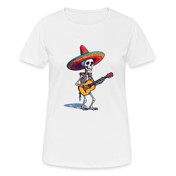 Mexican mariachi skeleton guitarist - Women's Breathable T-Shirt - white - Front - AI Model Female 172 dark (172cm)