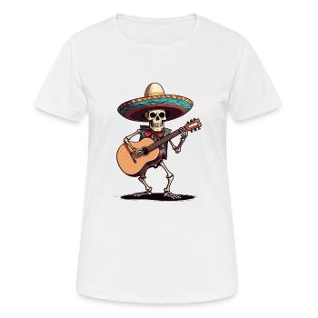 Mexican mariachi skeleton guitarist - Women's Breathable T-Shirt - white - Front - AI Model Female 172 dark (172cm)