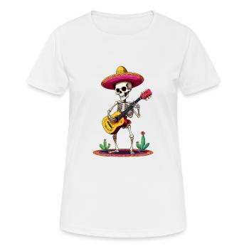 Mexican mariachi skeleton guitarist - Women's Breathable T-Shirt - white - Front - AI Model Female 172 dark (172cm)