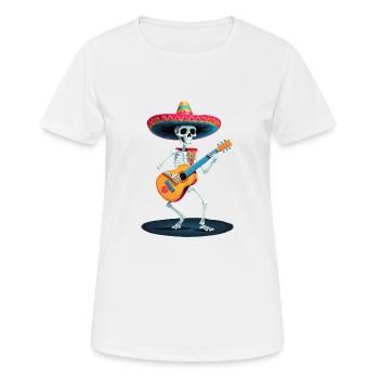 Mexican Mariachi Skeleton Guitar Music - Women's Breathable T-Shirt - white - Front - AI Model Female 172 dark (172cm)