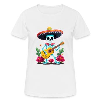 Mexican Mariachi Skeleton Guitarist Fiesta - Women's Breathable T-Shirt - white - Front - AI Model Female 172 dark (172cm)