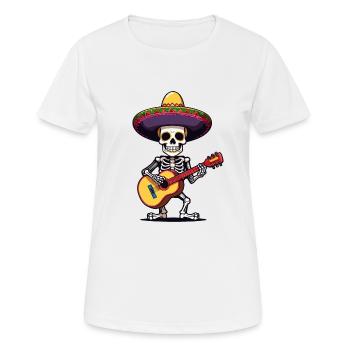 Mexican mariachi skeleton guitarist - Women's Breathable T-Shirt - white - Front - AI Model Female 172 dark (172cm)