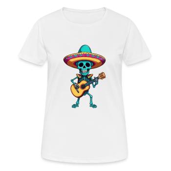 Mexican Mariachi Skeleton Guitarist Fiesta - Women's Breathable T-Shirt - white - Front - AI Model Female 172 dark (172cm)