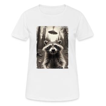 Lustiges Waschbär Selfie Außerirdisches Raumschiff - Frauen T-Shirt atmungsaktiv - Weiß - Vorne - AI Model Female 172 dark (172cm)