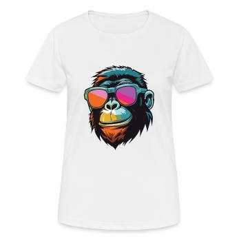 Tête de singe Cool Monkey - T-shirt respirant Femme - blanc - Devant - AI Model Female 172 dark (172cm)