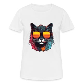 Tête de chat Cool - T-shirt respirant Femme - blanc - Devant - AI Model Female 172 dark (172cm)