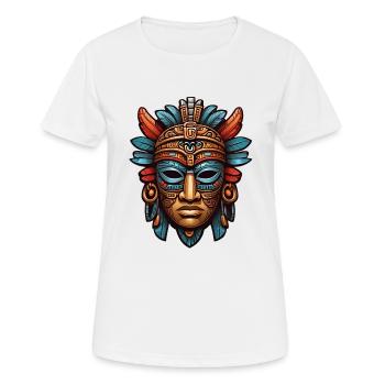 Kunstvolle geschnitzte Azteken, Maya, Inka Maske - Frauen T-Shirt atmungsaktiv - Weiß - Vorne - AI Model Female 172 dark (172cm)