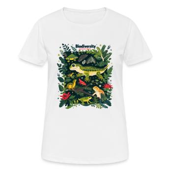 Conservation de la biodiversité Faune tropicale - T-shirt respirant Femme - blanc - Devant - AI Model Female 172 dark (172cm)