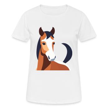 Cheval à fourrure brune - T-shirt respirant Femme - blanc - Devant - AI Model Female 172 dark (172cm)