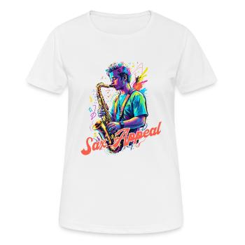 Conception de saxophone amusante pour les amateurs de musique jazz - T-shirt respirant Femme - blanc - Devant - AI Model Female 172 dark (172cm)