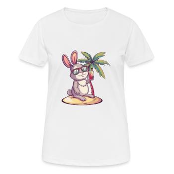 Bunny Summer Beach Comic - Women's Breathable T-Shirt - white - Front - AI Model Female 172 dark (172cm)