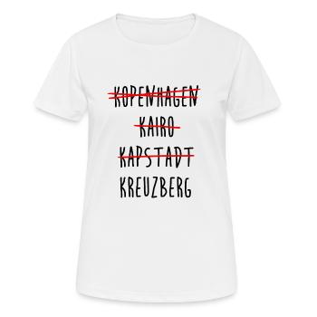 Kreuzberg Berlin Streichliste - Frauen T-Shirt atmungsaktiv - Weiß - Vorne - AI Model Female 172 dark (172cm)