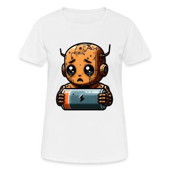 Bot-Roboter mit leerem Akku - Frauen T-Shirt atmungsaktiv - Weiß - Vorne - AI Model Female 172 dark (172cm)