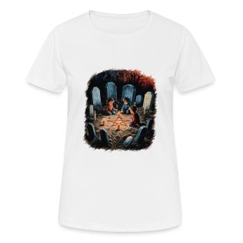 Okkulte Beschwörung Rituale Retro Vintage Design - Frauen T-Shirt atmungsaktiv - Weiß - Vorne - AI Model Female 172 dark (172cm)