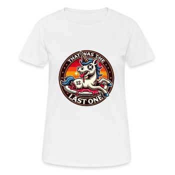 licorne drôle disant humour noir plus drôle - T-shirt respirant Femme - blanc - Devant - AI Model Female 172 dark (172cm)