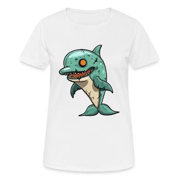 Delfin Halloween Lustig Zombie - Frauen T-Shirt atmungsaktiv - Weiß - Vorne - AI Model Female 172 dark (172cm)