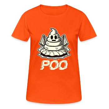 Lustiges Kackhaufen Gespenst Poo Anstatt Boo - Frauen T-Shirt atmungsaktiv - Neonorange - Vorne - AI Model Female 172 dark (172cm)