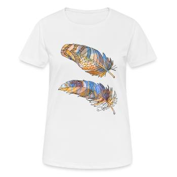 Feder - Frauen T-Shirt atmungsaktiv - Weiß - Vorne - AI Model Female 172 dark (172cm)