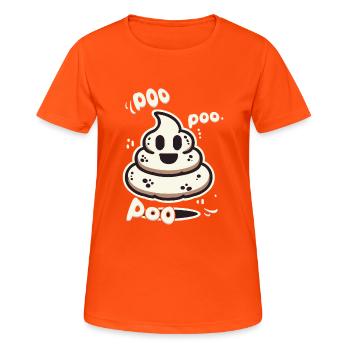 Lustiges Kackhaufen Gespenst Poo Anstatt Boo - Frauen T-Shirt atmungsaktiv - Neonorange - Vorne - AI Model Female 172 dark (172cm)