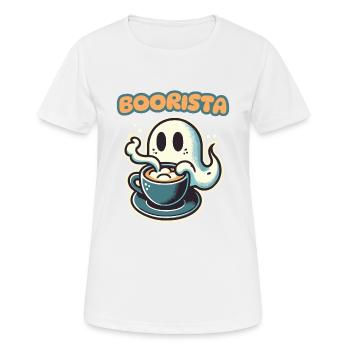 Boorista Funny Coffee Saying Halloween - Women's Breathable T-Shirt - white - Front - AI Model Female 172 dark (172cm)