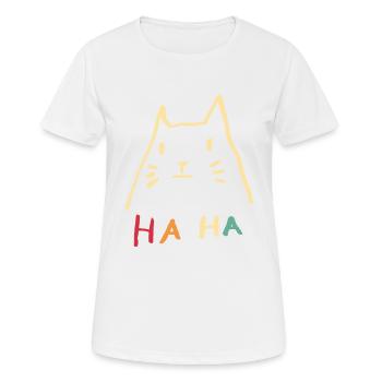 Cat Haha Ironie rétro - T-shirt respirant Femme - blanc - Devant - AI Model Female 172 dark (172cm)