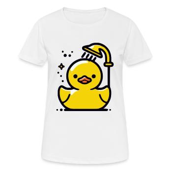Quietschente gelbe Ente Dusche - Frauen T-Shirt atmungsaktiv - Weiß - Vorne - AI Model Female 172 dark (172cm)