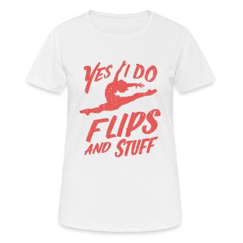Ja, ich mache Flips und so! - T-shirt respirant Femme - blanc - Devant - AI Model Female 172 dark (172cm)
