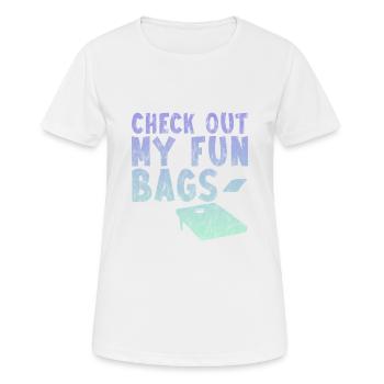 Check Out My Fun Bags 3 - Frauen T-Shirt atmungsaktiv - Weiß - Vorne - AI Model Female 172 dark (172cm)