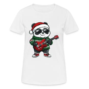 Panda Christmas Rocker Guitar - Women's Breathable T-Shirt - white - Front - AI Model Female 172 dark (172cm)