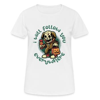 Creepy Halloween Skeleton Dog Stalker - Women's Breathable T-Shirt - white - Front - AI Model Female 172 dark (172cm)