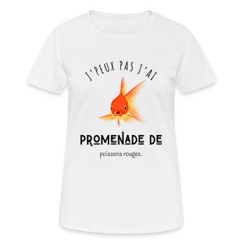 J’peux pas j’ai promenade de poissons rouges - T-shirt respirant Femme - blanc - Devant - AI Model Female 172 dark (172cm)