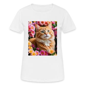 Cat - Frauen T-Shirt atmungsaktiv - Weiß - Vorne - AI Model Female 172 dark (172cm)
