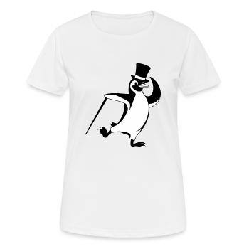Stylish penguin with top hat and walking stick - Women's Breathable T-Shirt - white - Front - AI Model Female 172 dark (172cm)