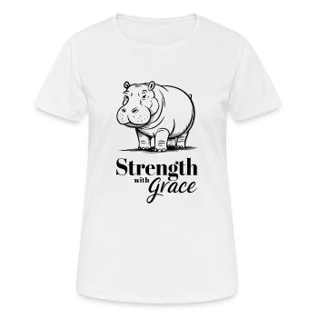 Kraft Mit Anmut Nilpferd Illustration - Frauen T-Shirt atmungsaktiv - Weiß - Vorne - AI Model Female 172 dark (172cm)