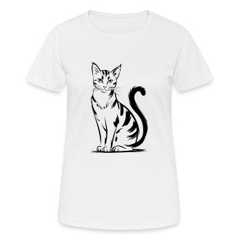 Illustration de chat élégant pour Cat Lover - T-shirt respirant Femme - blanc - Devant - AI Model Female 172 dark (172cm)