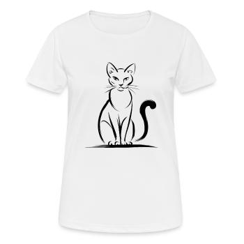 Illustration de chat élégante pour les amoureux des animaux - T-shirt respirant Femme - blanc - Devant - AI Model Female 172 dark (172cm)