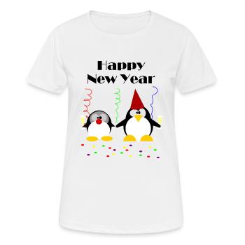 Pinguin Party Happy New Year - Frauen T-Shirt atmungsaktiv - Weiß - Vorne - AI Model Female 172 dark (172cm)