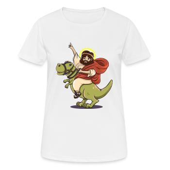 Dinosaurier Jesus lustig T-Rex Geschenk Geburt - Frauen T-Shirt atmungsaktiv - Weiß - Vorne - AI Model Female 172 dark (172cm)