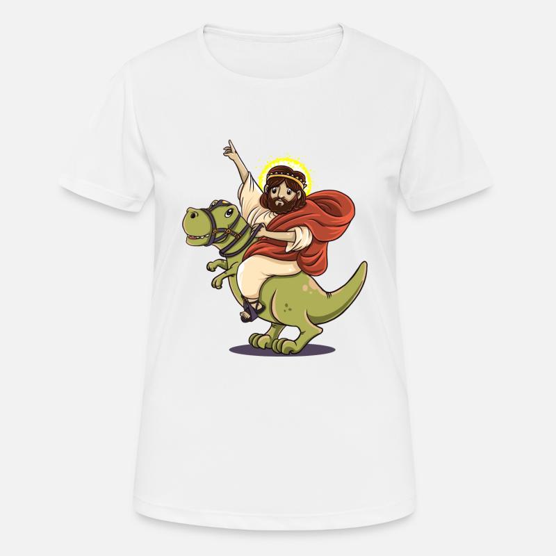 Dinosaur Jesus funny T-Rex gift birth - Women's Breathable T-Shirt - white