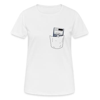 Calculatrice de poche de chemise - T-shirt respirant Femme - blanc - Devant - AI Model Female 172 dark (172cm)