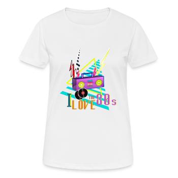 J'adore les années 80 j'aime la fête des années 80 stéréo - T-shirt respirant Femme - blanc - Devant - AI Model Female 172 dark (172cm)