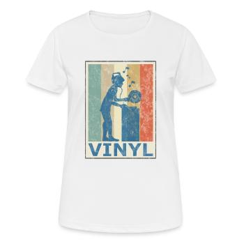 Retro Vintage Style DJ Deejee Vinyl Schallplatte - Frauen T-Shirt atmungsaktiv - Weiß - Vorne - AI Model Female 172 dark (172cm)